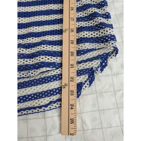Whetherly women's blue white striped stretch open knit top size small - Picture 14 of 15